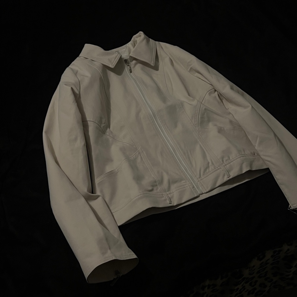 Chic Cream Leather Jacket for Women